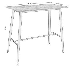 LAVIDA Τραπέζι BAR 120x60cm / Μέταλλο Βαφή Μαύρο - Επιφάνεια Απόχρωση Antique Oak