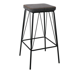 PANTON Bar Stool Black Metal/Pu Vintage Grey