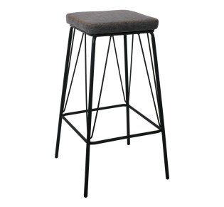 PANTON Σκαμπό BAR, Μέταλλο Βαφή Μαύρο, PU Απόχρωση Vintage Grey 2
