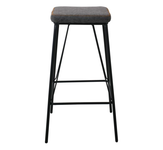 PANTON Σκαμπό BAR, Μέταλλο Βαφή Μαύρο, PU Απόχρωση Vintage Grey