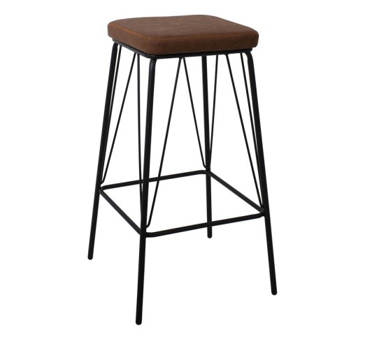 PANTON Bar Stool Black Metal/Pu Vintage Brown