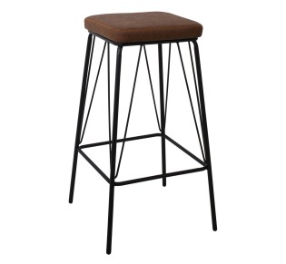PANTON Bar Stool Black Metal/Pu Vintage Brown 2
