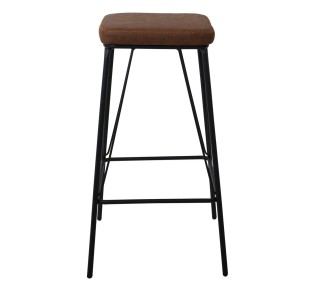 PANTON Bar Stool Black Metal/Pu Vintage Brown