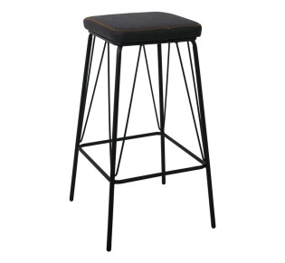 PANTON Bar Stool Black Metal/Pu Vintage Black