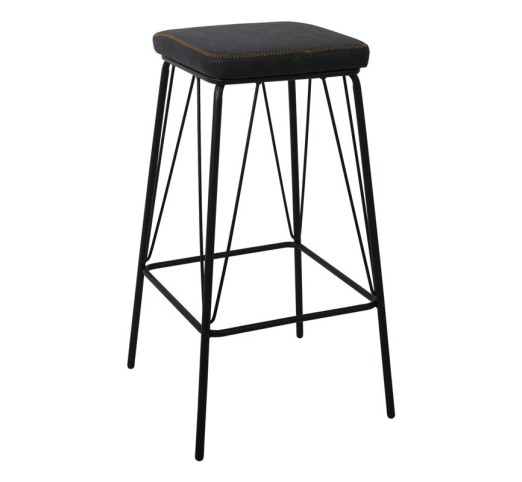 PANTON Σκαμπό BAR, Μέταλλο Βαφή Μαύρο, PU Απόχρωση Vintage Black
