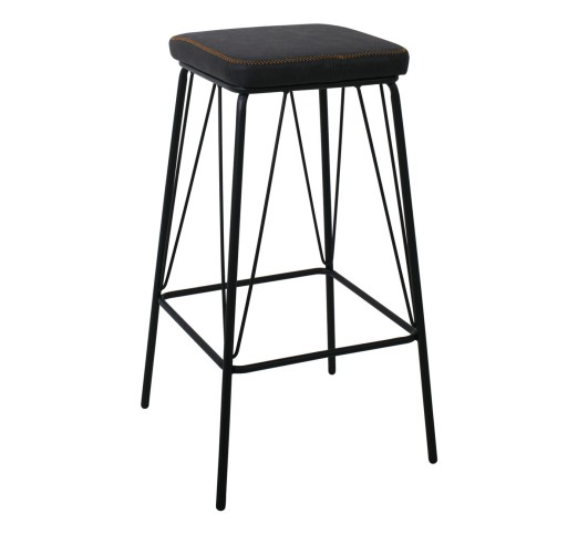 PANTON Σκαμπό BAR, Μέταλλο Βαφή Μαύρο, PU Απόχρωση Vintage Black