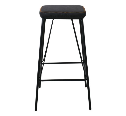 PANTON Σκαμπό BAR, Μέταλλο Βαφή Μαύρο, PU Απόχρωση Vintage Black