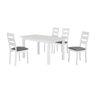 MILLER Set (Table 120+30x80+4 Chairs) White
