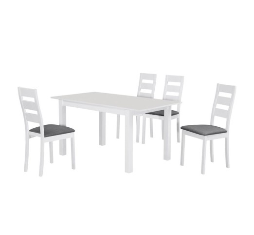 MILLER Set (Table 120+30x80+4 Chairs) White