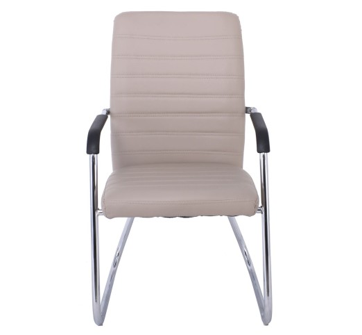 COLLET Visitor Armchair / Chromed Frame - Cappuccino PU