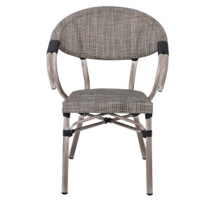 COSTA Πολυθρόνα Dining Αλουμινίου, Απόχρωση Antique Grey - Textilene Μπεζ