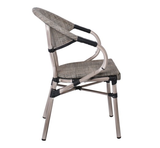 COSTA Πολυθρόνα Dining Αλουμινίου, Απόχρωση Antique Grey - Textilene Μπεζ