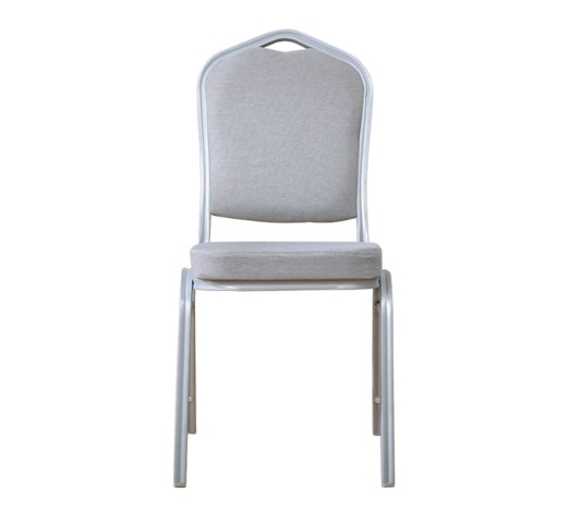 HILTON Banquet chair/Silver Metal Frame/Grey Fabric