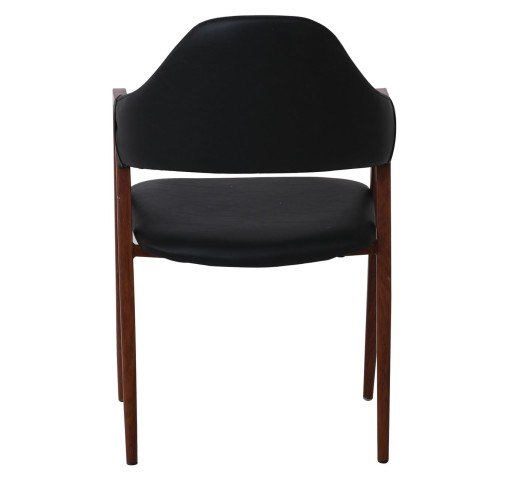DELTA Walnut Metal Armchair, Black Pu