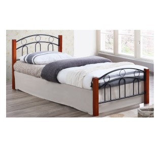 NORTON Bed 140x190cm Metal Black/Wood Walnut 2