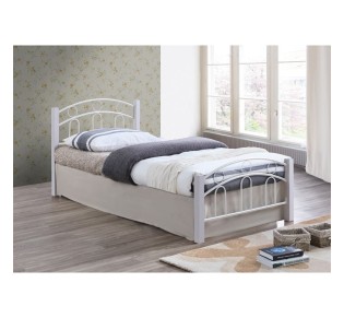 NORTON Κρεβάτι Διπλό, για Στρώμα 140x190cm, Μέταλλο Βαφή Άσπρο, Ξύλο Άσπρο