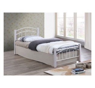 NORTON Κρεβάτι Διπλό, για Στρώμα 140x190cm, Μέταλλο Βαφή Άσπρο, Ξύλο Άσπρο 2