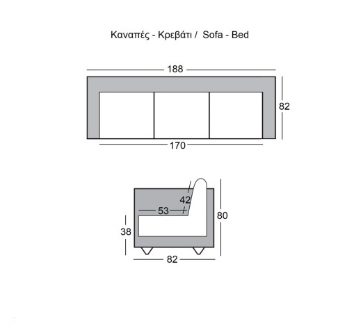 WELLS Sofabed Grey Pu