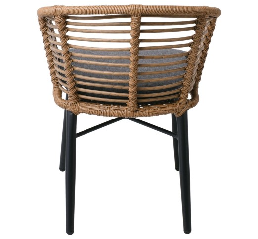 SALSA Alu STACK Armchair Black/Wicker Natural, Cushion Grey