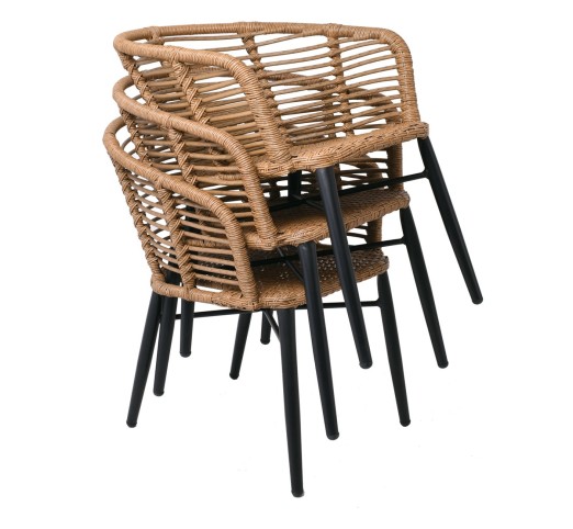 SALSA Alu STACK Πολυθρόνα Μαύρο - Wicker Φυσικό