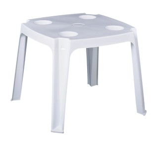FREDDO Side Table White PP, w/Cup holder+Umbrella hole