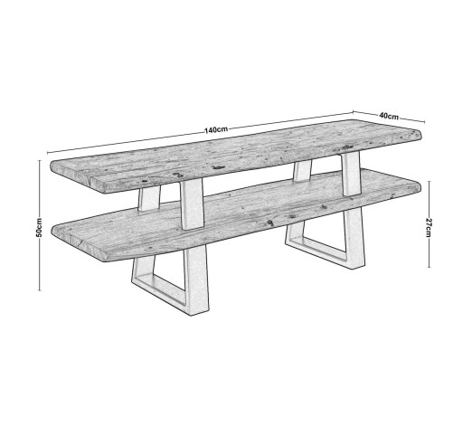 LIZARD TV Board 140x40x50 Acacia Natural Finish (Black Paint)