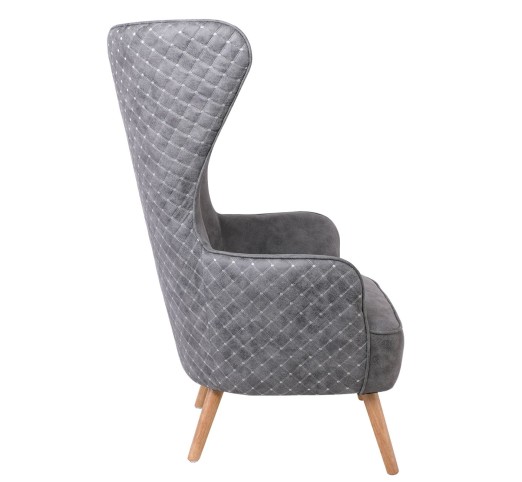 DOVELA Armchair Quilted Fabric Grey