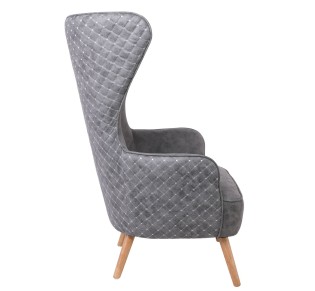 DOVELA Armchair Quilted Fabric Grey