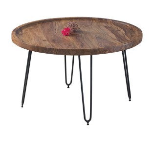 MATRI Coffee Table d.76x45 Acacia Natural Finish (Black Paint) 2