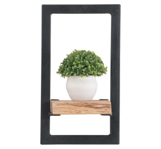 LIZARD Frame Ράφι Μέταλλο Βαφή Μαύρο, Ξύλο Ακακία Φυσικό