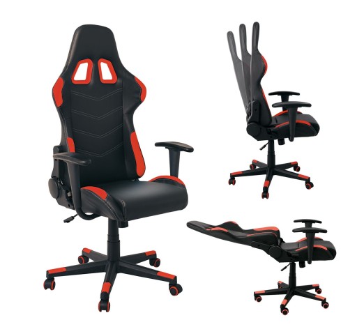 BF9150 Gaming Πολυθρόνα Γραφείου, Ανάκλιση Πλάτης έως 90°, Pu Μαύρο - Κόκκινο