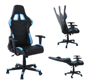 BF9150 Gaming Πολυθρόνα Γραφείου, Ανάκλιση Πλάτης έως 90°, Pu Μαύρο - Μπλε 2