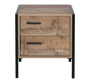 PALLET-W Κομοδίνο με 2 Συρτάρια Μέταλλο Βαφή Μαύρο - Antique Oak