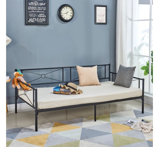 QUEEN Daybed Κρεβάτι Μέταλλο Βαφή Μαύρο