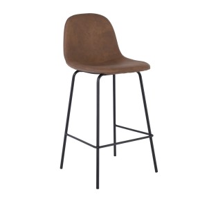 CELINA Bar Stool Black Metal, Brown Suede Fabric (seat height 67cm) 2