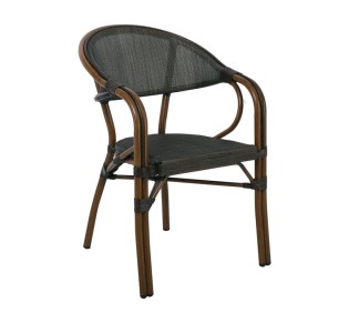 VEGERA Armchair Alu Walnut/Textilene mixed Black