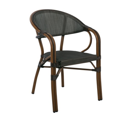 VEGERA Armchair Alu Walnut/Textilene mixed Black