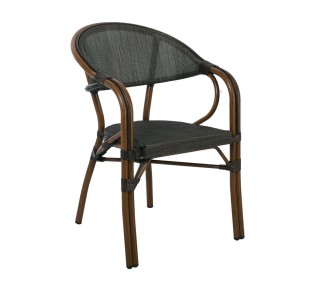 VEGERA Armchair Alu Walnut/Textilene mixed Black