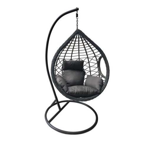 MADRID Hanging Lounge Steel & Wicker Grey/Cushion Grey