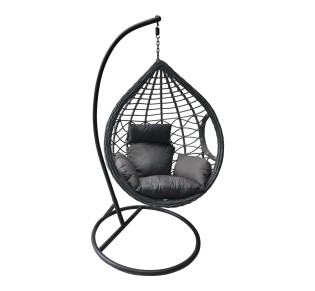MADRID Hanging Lounge Steel & Wicker Grey/Cushion Grey