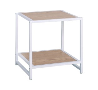 ATOS Side Table White Metal/Natural Mdf
