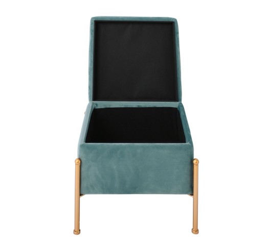 RAY Storage Stool 40x40cm Metal Gold Paint/Fabric Pale Green Velure