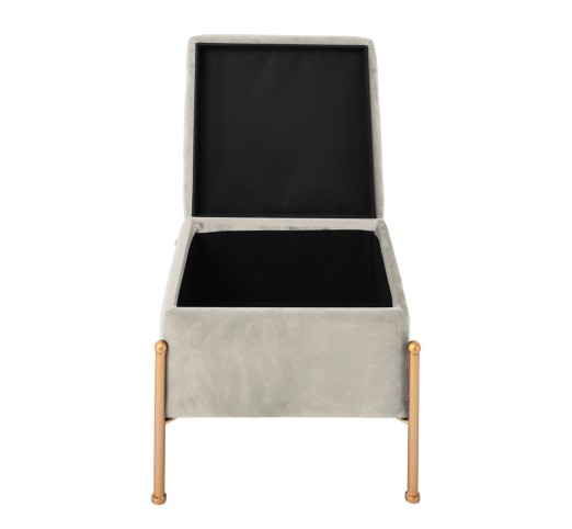 RAY Storage Stool 40x40cm Metal Gold Paint/Fabric Grey Velure