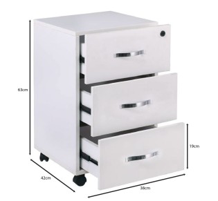 UNIT Mobile Pedestal 3-Drawers 38x42x63 White
