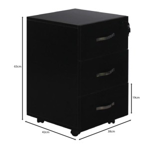 UNIT Mobile Pedestal 3-Drawers 38x42x63 Black