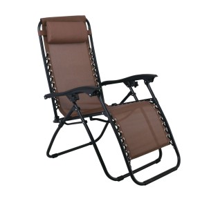 SUPER RELAX Πολυθρόνα με Υποπόδιο, Μέταλλο Βαφή Ανθρακί, Textilene Καφέ 2