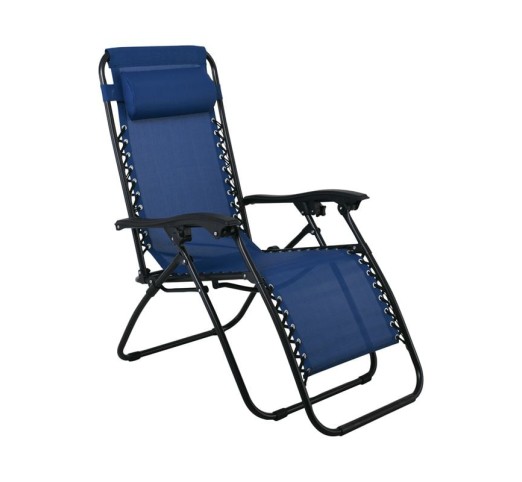 SUPER RELAX Armchair with Footstool Metal Anthracite/Textilene Blue