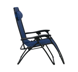 SUPER RELAX Armchair with Footstool Metal Anthracite/Textilene Blue