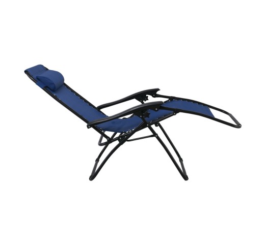 SUPER RELAX Πολυθρόνα με Υποπόδιο, Μέταλλο Βαφή Ανθρακί, Textilene Μπλε
