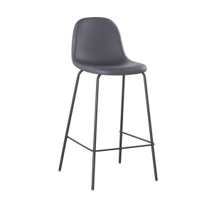 CELINA Bar Stool Black Metal, Grey Pvc